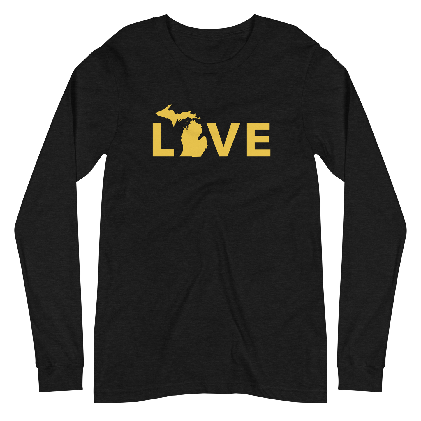 Michigan 'Love' T-Shirt (Geometric Sans Font - Gold/Navy) | Unisex Long Sleeve