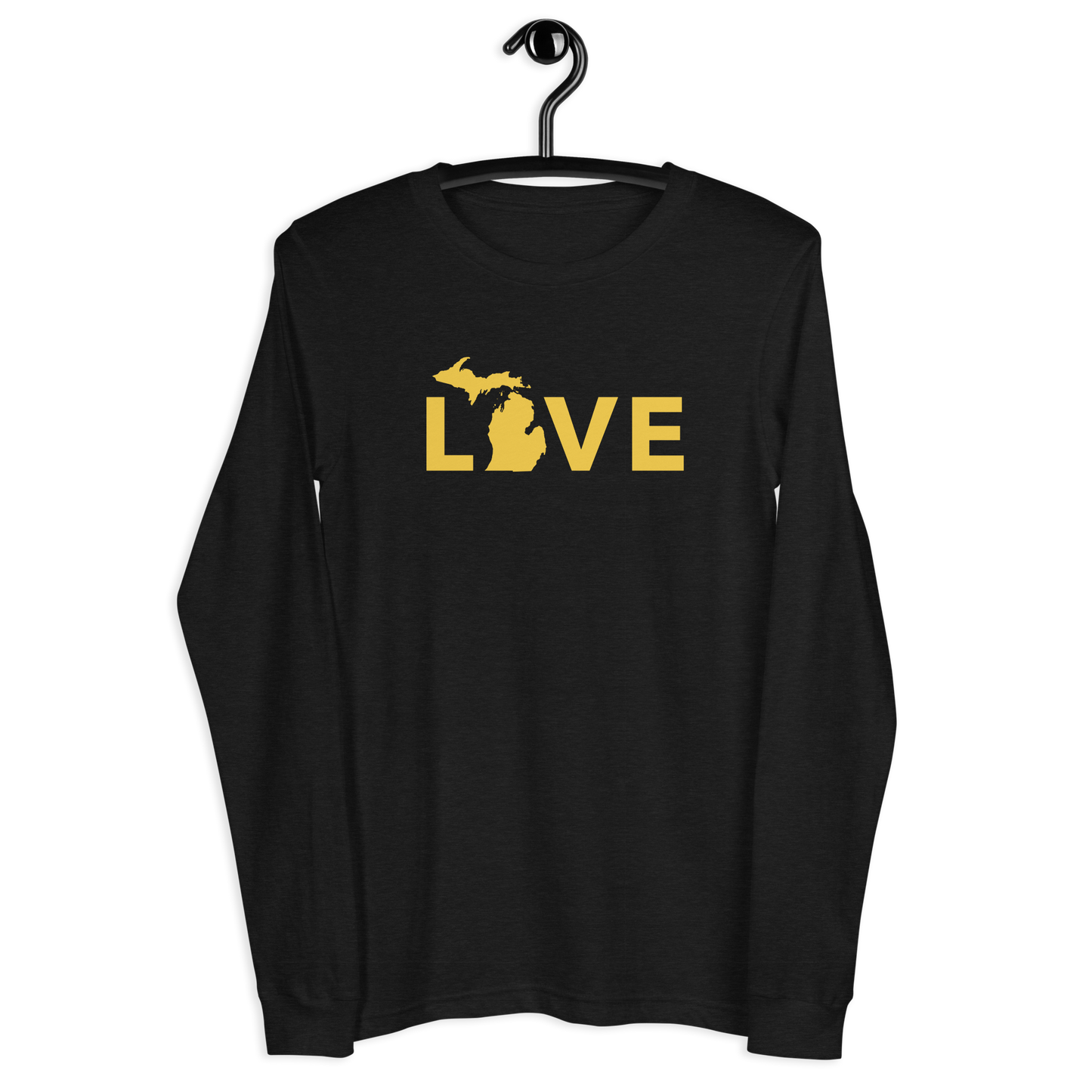 Michigan 'Love' T-Shirt (Geometric Sans Font - Gold/Navy) | Unisex Long Sleeve