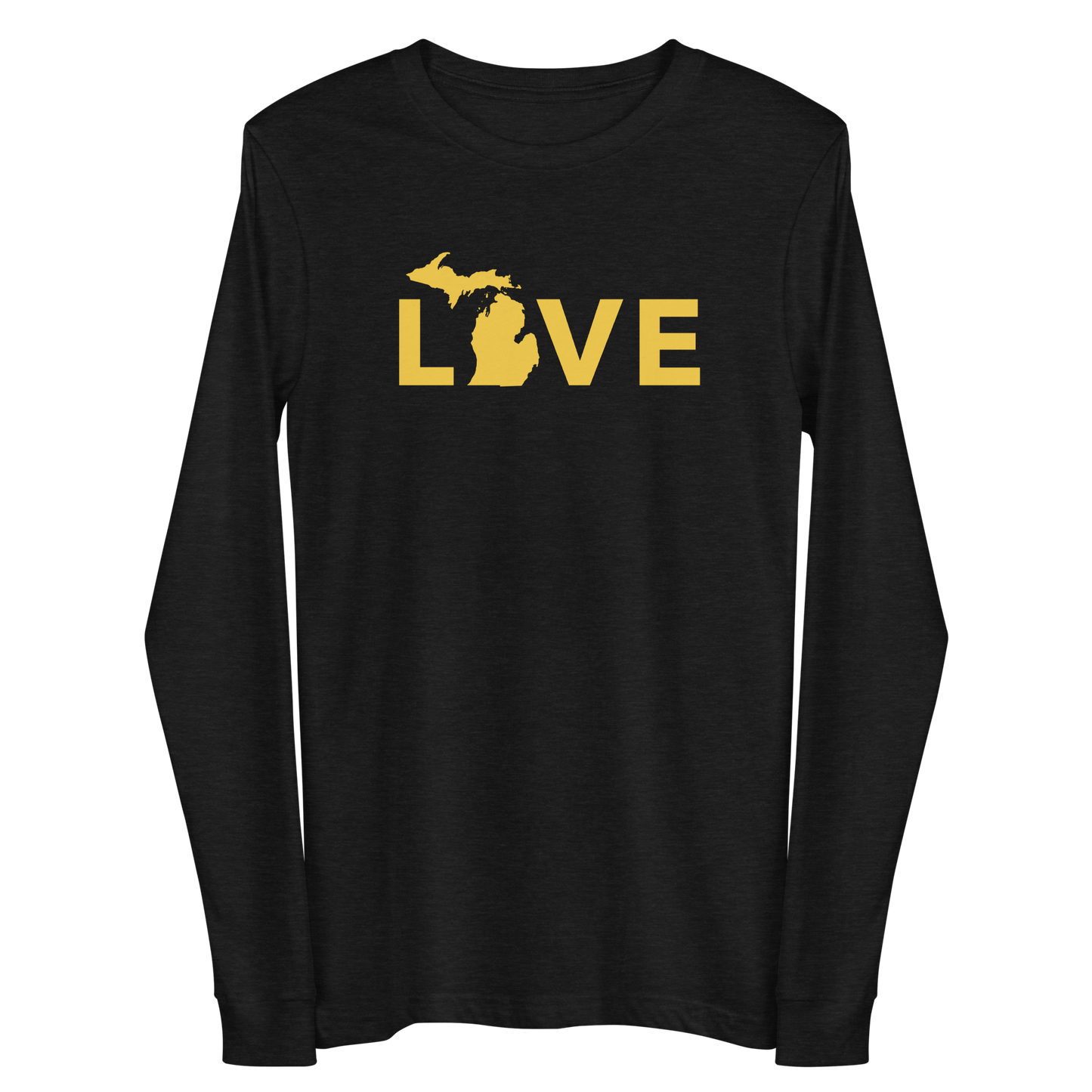 Michigan 'Love' T-Shirt (Geometric Sans Font - Gold/Navy) | Unisex Long Sleeve