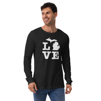 Michigan 'Love' T-Shirt (Typewriter Font) | Unisex Long Sleeve