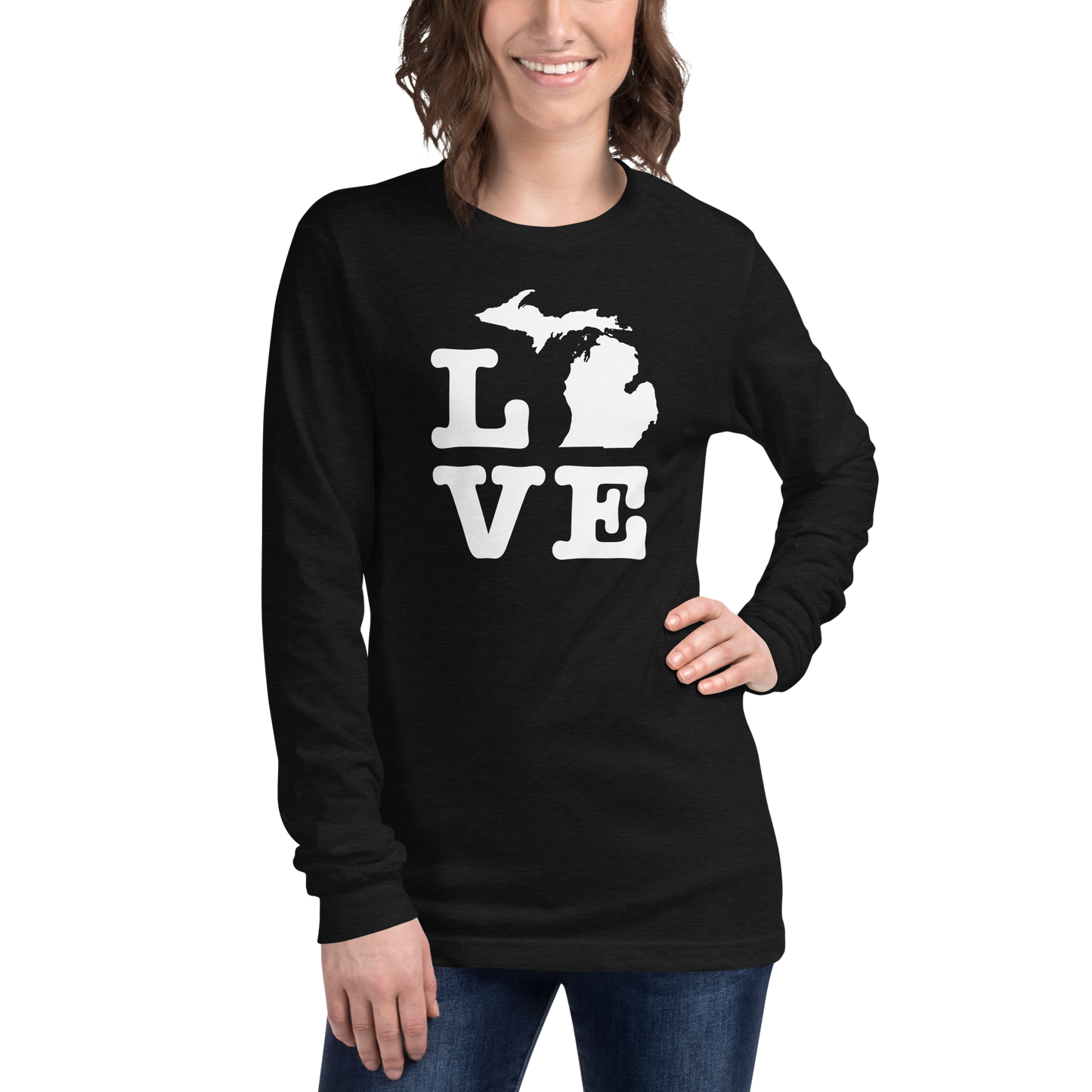 Michigan 'Love' T-Shirt (Typewriter Font) | Unisex Long Sleeve