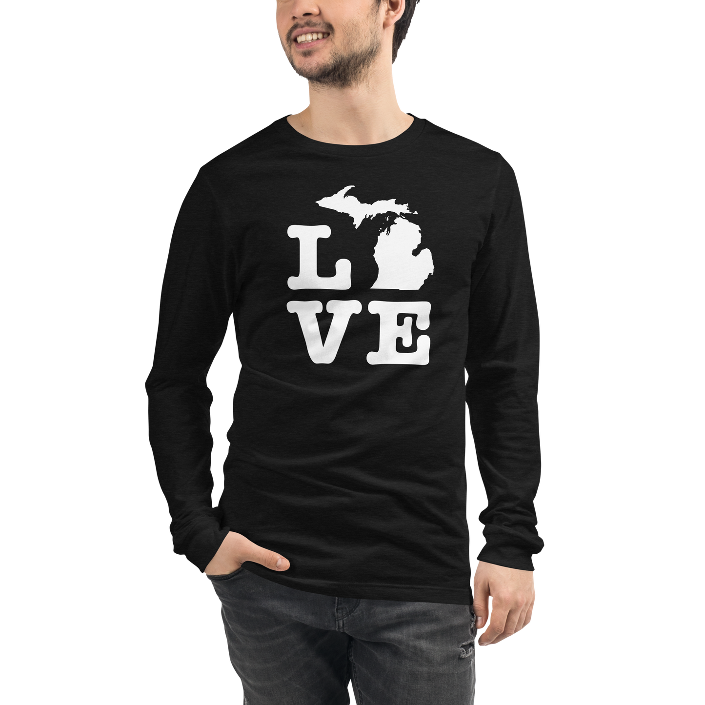 Michigan 'Love' T-Shirt (Typewriter Font) | Unisex Long Sleeve