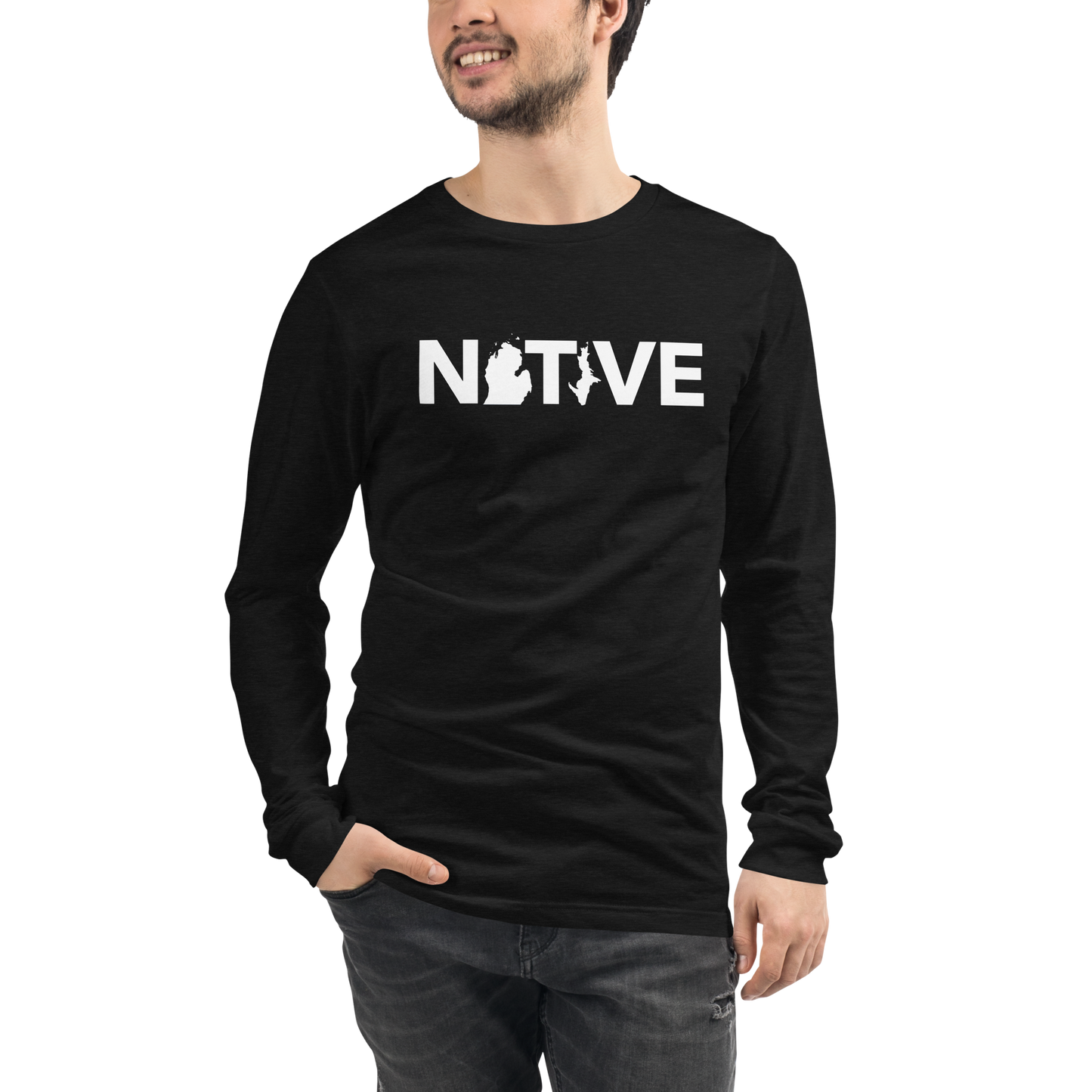 Michigan 'Native' T-Shirt (Geometric Sans Font) | Unisex Long Sleeve