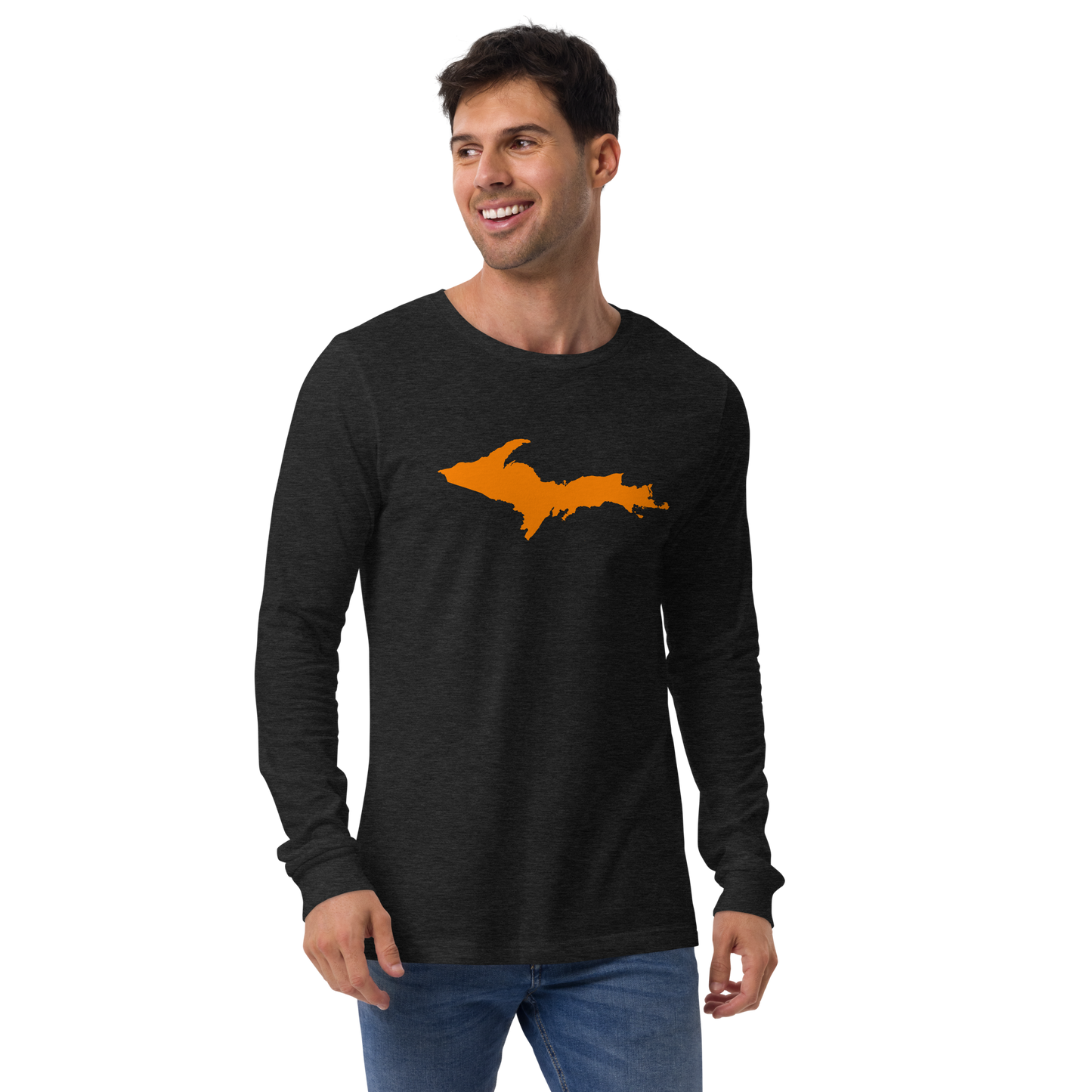 Michigan Upper Peninsula T-Shirt (w/ Orange UP Outline) | Unisex Long Sleeve