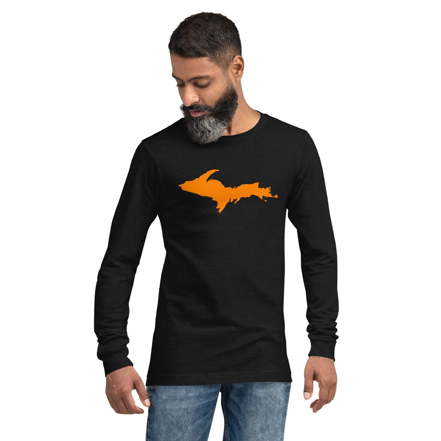 Michigan Upper Peninsula T-Shirt (w/ Orange UP Outline) | Unisex Long Sleeve