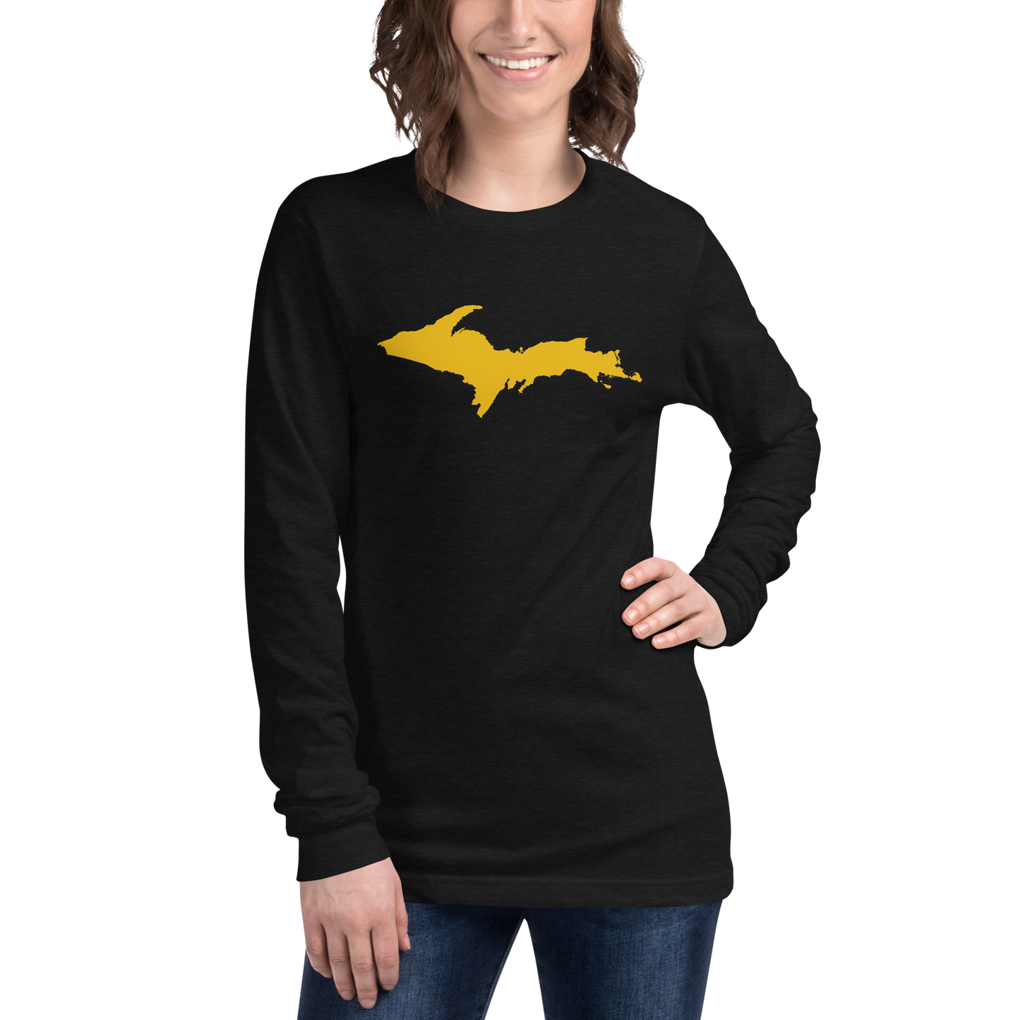 Michigan Upper Peninsula T-Shirt (w/ Gold UP Outline) | Unisex Long Sleeve