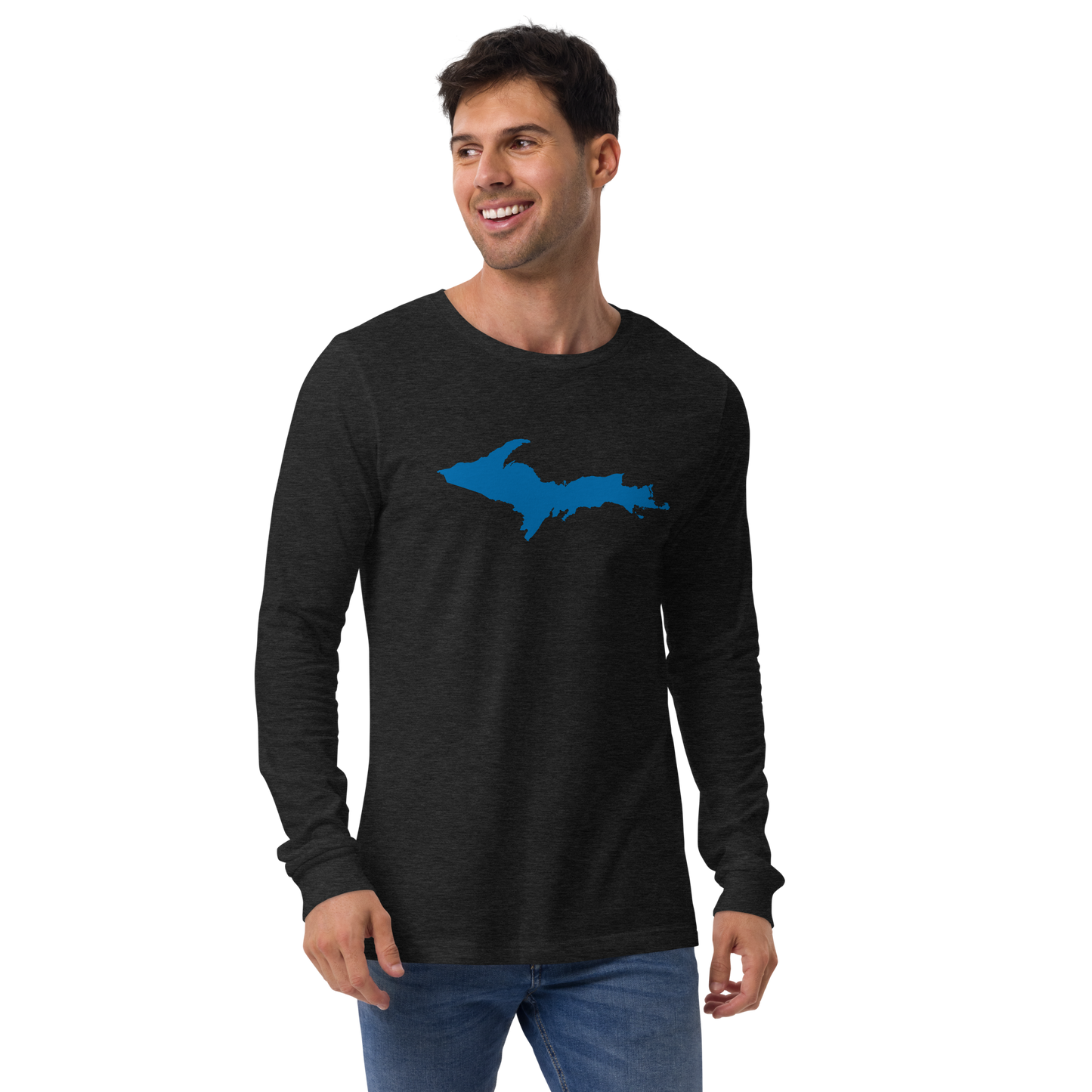 Michigan Upper Peninsula T-Shirt (w/ Azure UP Outline) | Unisex Long Sleeve