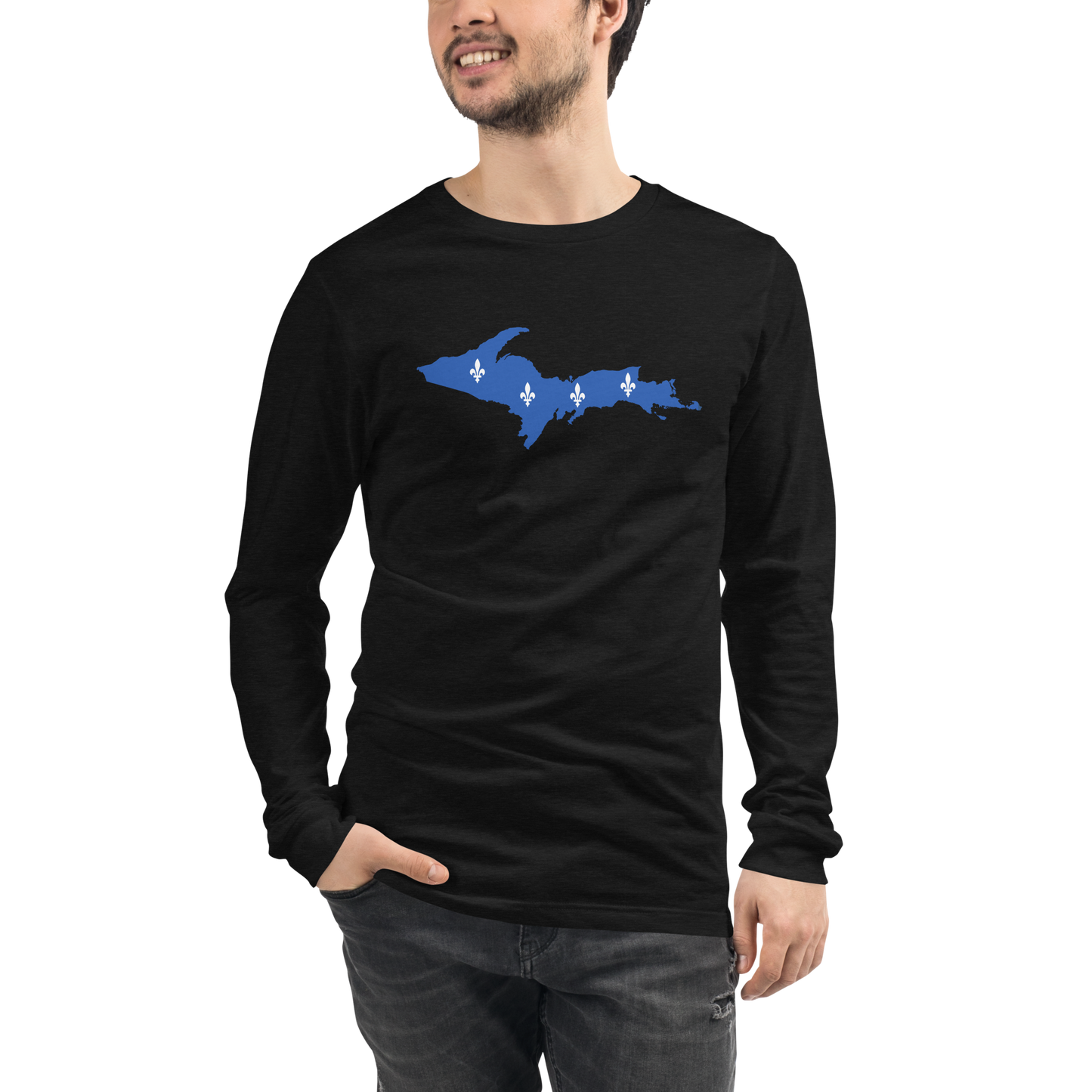 Michigan Upper Peninsula T-Shirt (w/ UP Quebec Flag Outline) | Unisex Long Sleeve