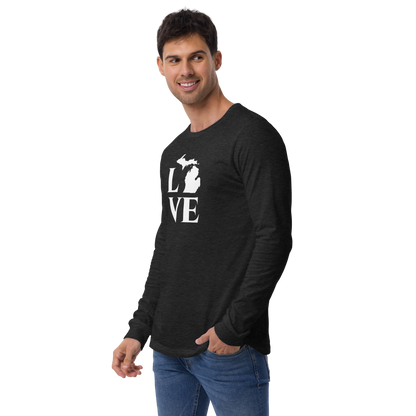 Michigan 'Love' T-Shirt (Roman Serif Font) | Unisex Long Sleeve