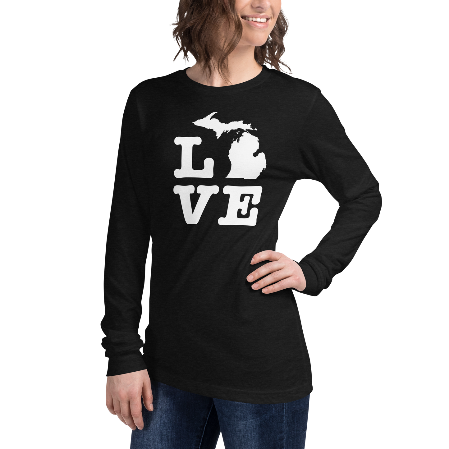 Michigan 'Love' T-Shirt (Typewriter Font) | Unisex Long Sleeve