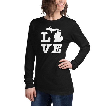 Michigan 'Love' T-Shirt (Typewriter Font) | Unisex Long Sleeve