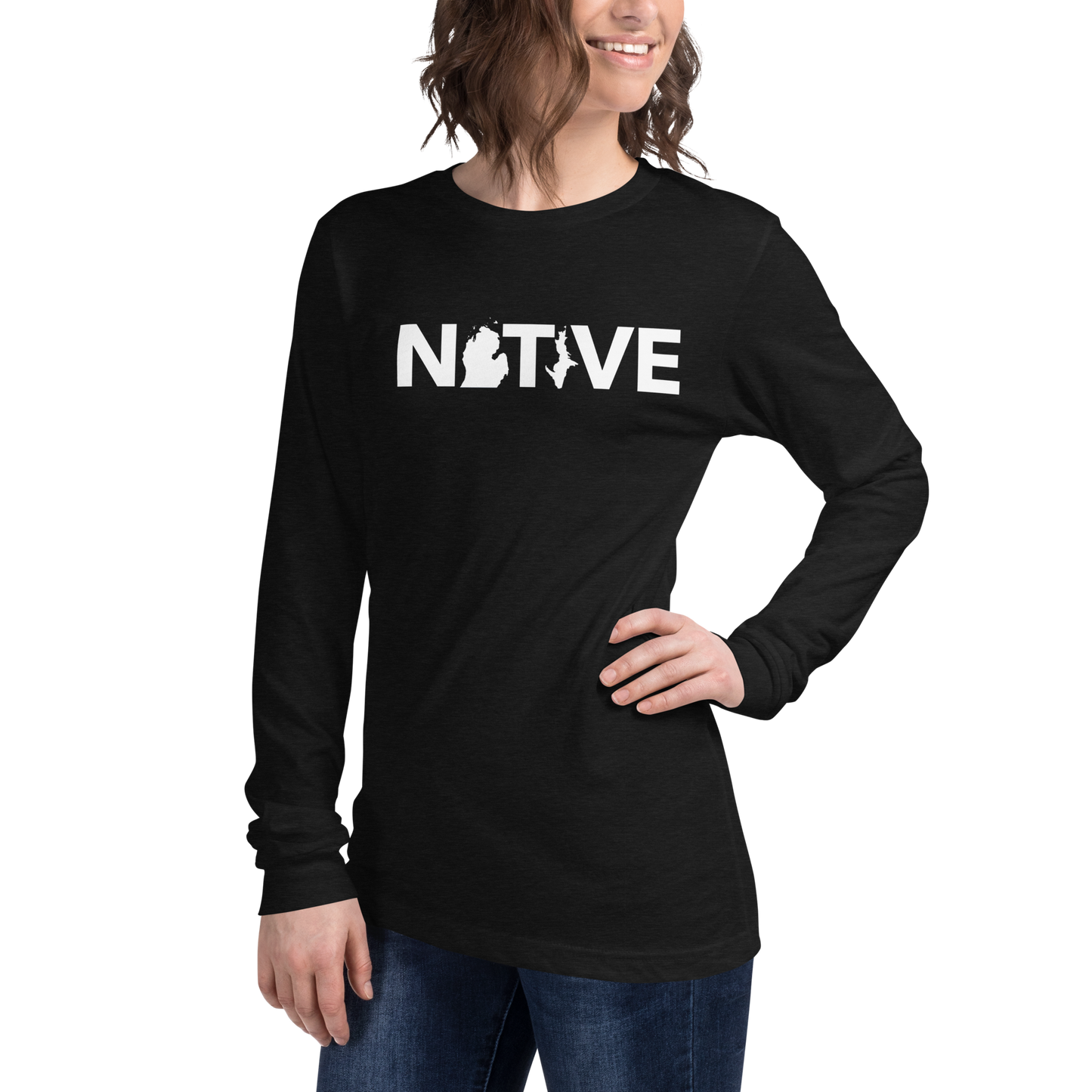 Michigan 'Native' T-Shirt (Geometric Sans Font) | Unisex Long Sleeve