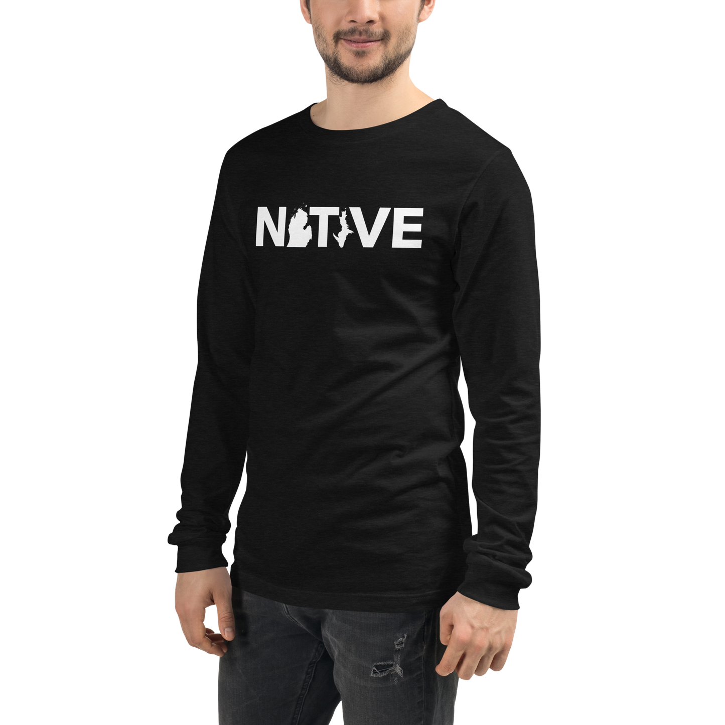 Michigan 'Native' T-Shirt (Geometric Sans Font) | Unisex Long Sleeve