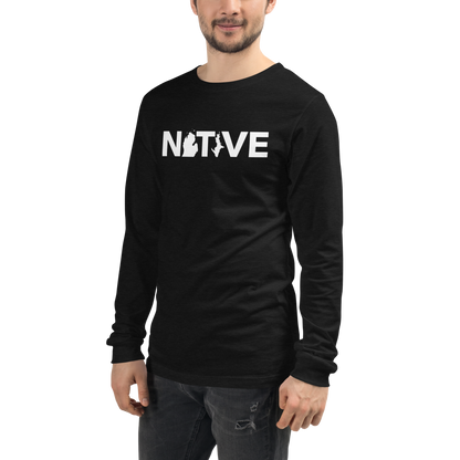 Michigan 'Native' T-Shirt (Geometric Sans Font) | Unisex Long Sleeve