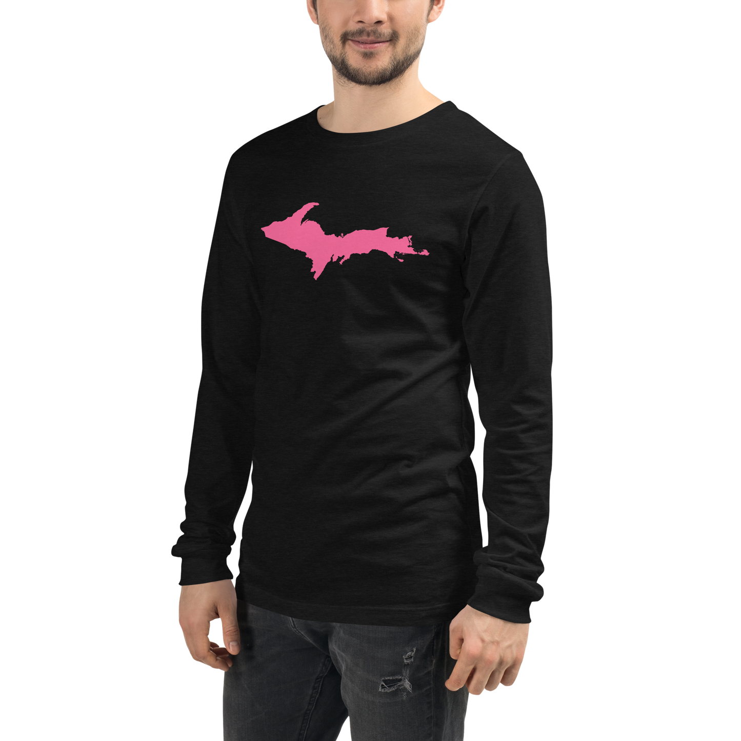 Michigan Upper Peninsula T-Shirt (w/ Pink UP Outline) | Unisex Long Sleeve