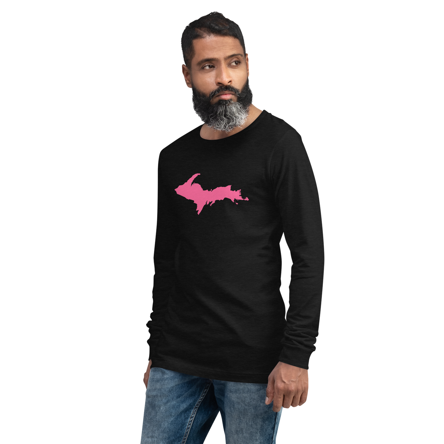 Michigan Upper Peninsula T-Shirt (w/ Pink UP Outline) | Unisex Long Sleeve