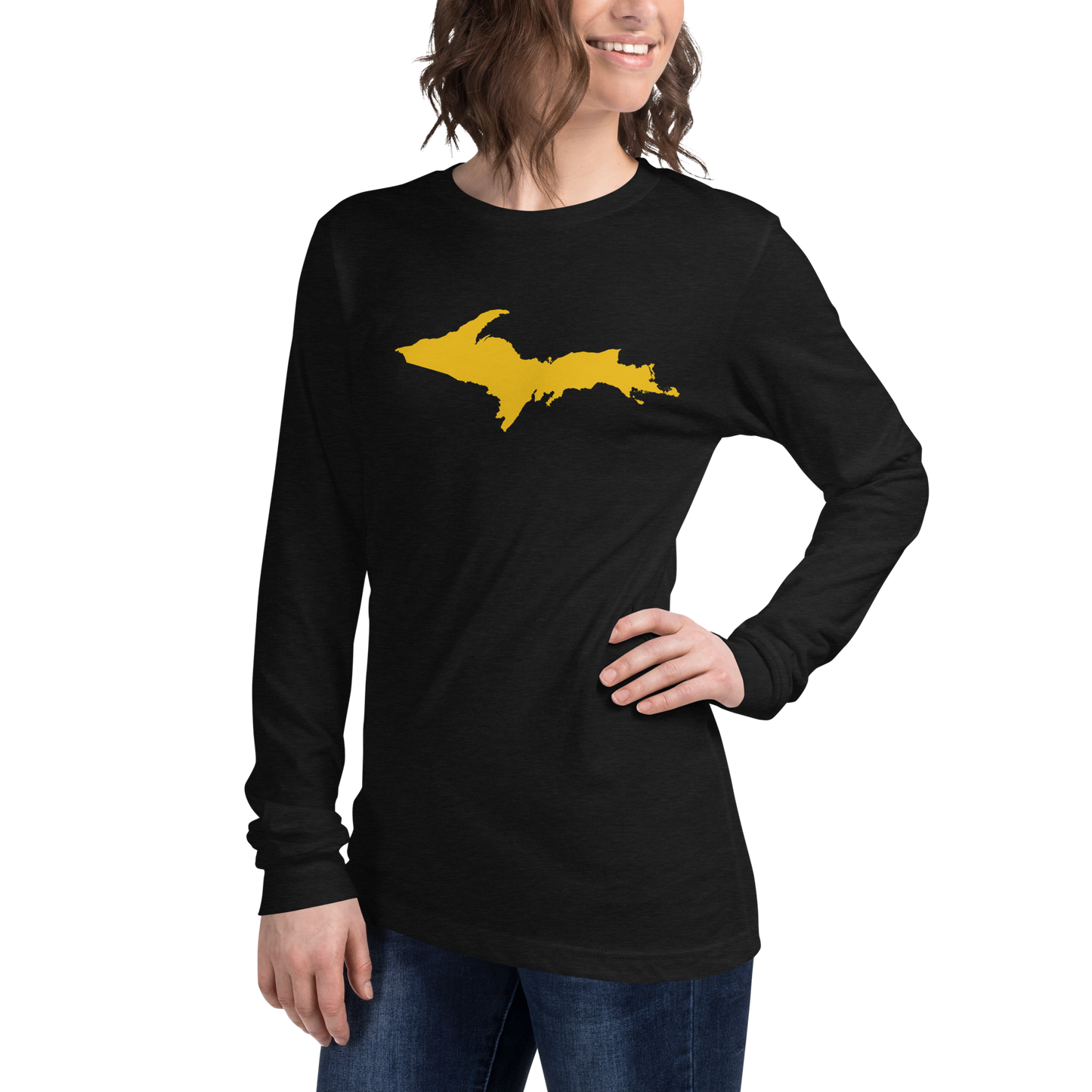 Michigan Upper Peninsula T-Shirt (w/ Gold UP Outline) | Unisex Long Sleeve