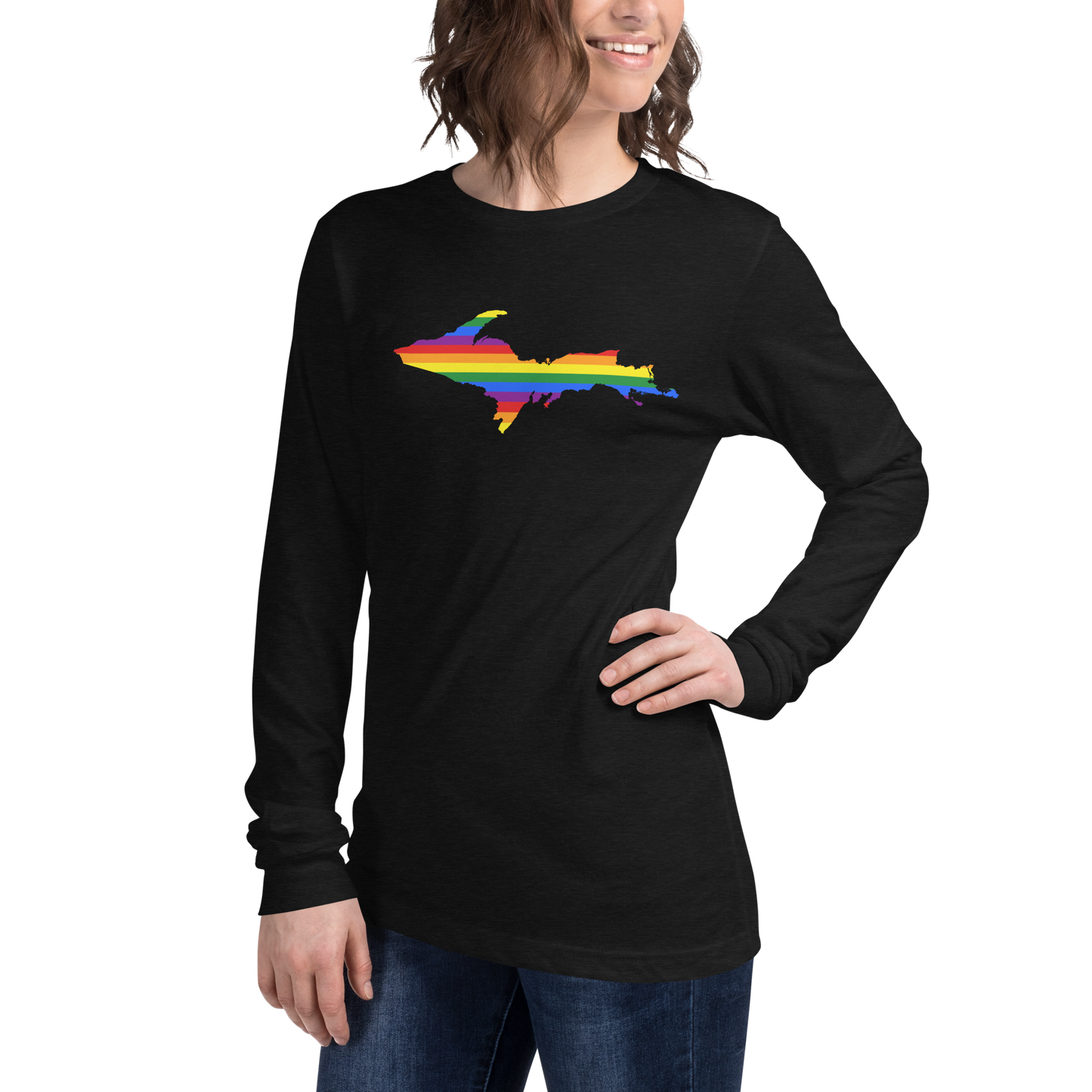 Michigan Upper Peninsula T-Shirt (w/ UP Pride Flag Outline) | Unisex Long Sleeve