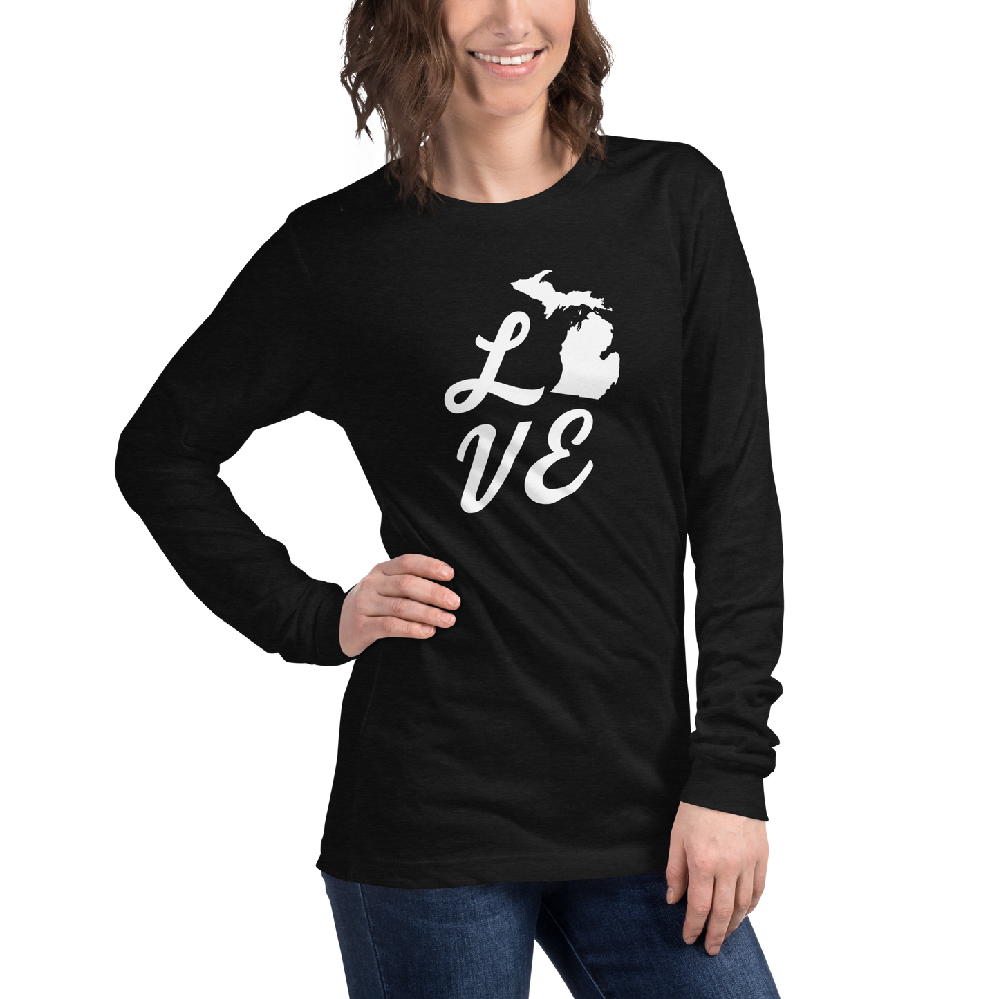 Michigan 'Love' T-Shirt (Retro Script Font) | Unisex Long Sleeve