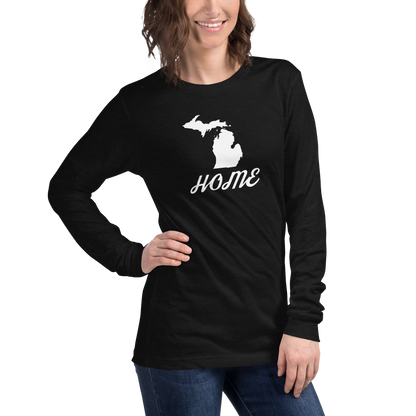 Michigan 'Home' T-Shirt (Retro Script Font) | Unisex Long Sleeve