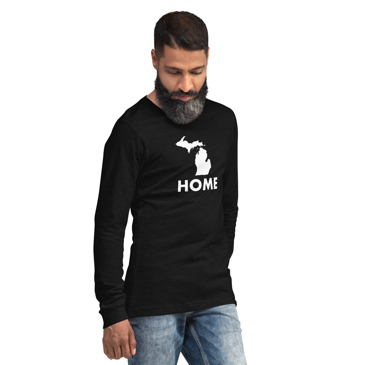 Michigan 'Home' T-Shirt (Geometric Sans Font) | Unisex Long Sleeve