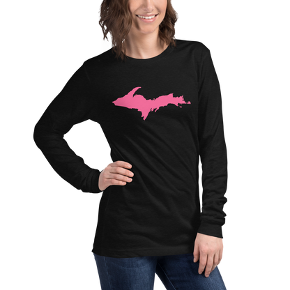 Michigan Upper Peninsula T-Shirt (w/ Pink UP Outline) | Unisex Long Sleeve