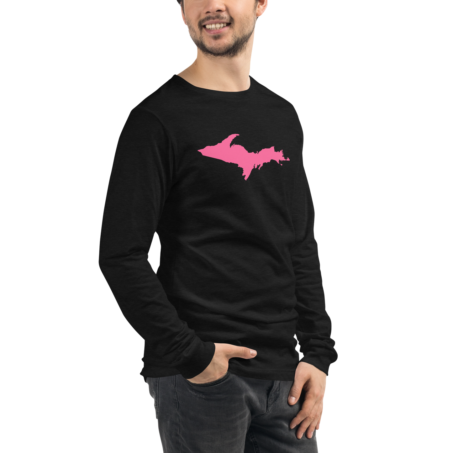 Michigan Upper Peninsula T-Shirt (w/ Pink UP Outline) | Unisex Long Sleeve