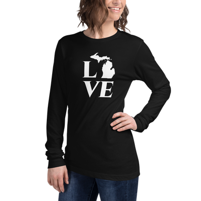 Michigan 'Love' T-Shirt (Roman Serif Font) | Unisex Long Sleeve