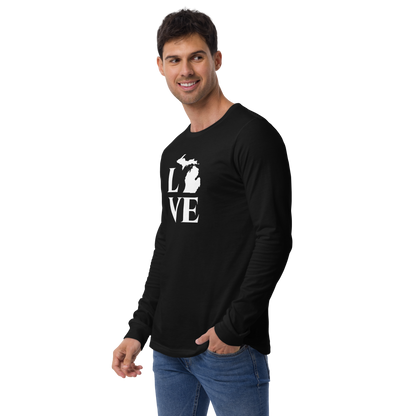 Michigan 'Love' T-Shirt (Roman Serif Font) | Unisex Long Sleeve