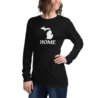 Michigan 'Home' T-Shirt (Woodcut Font) | Unisex Long Sleeve