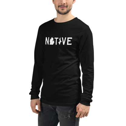 Michigan 'Native' T-Shirt (Licence Plate Font) | Unisex Long Sleeve