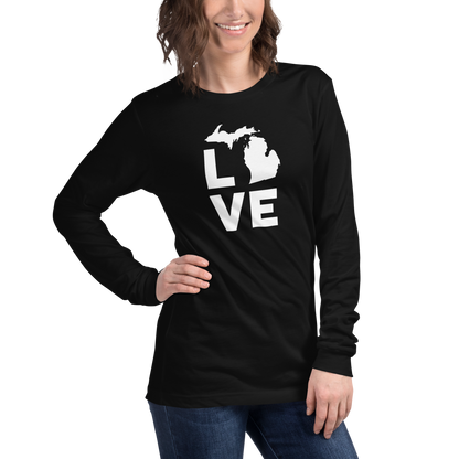 Michigan 'Love' T-Shirt (Geometric Sans Font) | Unisex Long Sleeve