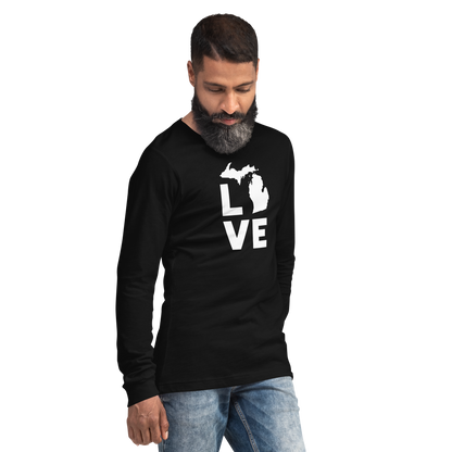 Michigan 'Love' T-Shirt (Geometric Sans Font) | Unisex Long Sleeve