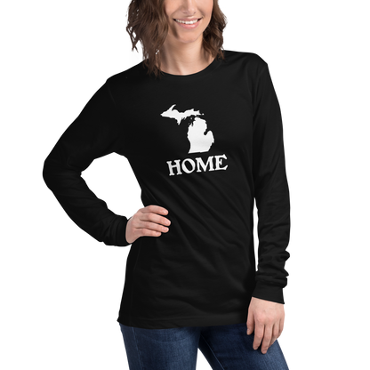 Michigan 'Home' T-Shirt (Woodcut Font) | Unisex Long Sleeve