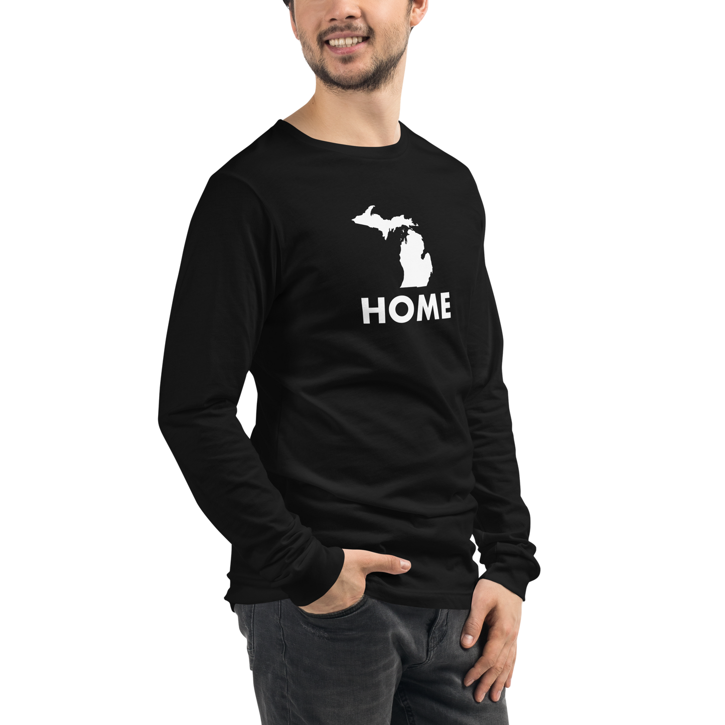 Michigan 'Home' T-Shirt (Geometric Sans Font) | Unisex Long Sleeve