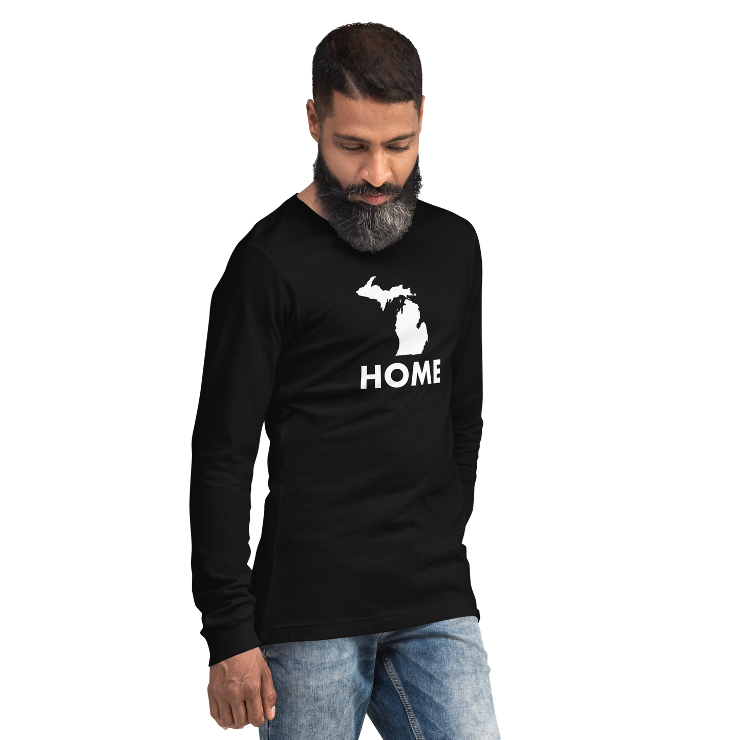 Michigan 'Home' T-Shirt (Geometric Sans Font) | Unisex Long Sleeve