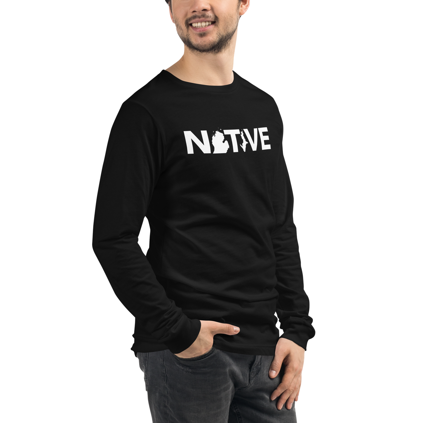 Michigan 'Native' T-Shirt (Geometric Sans Font) | Unisex Long Sleeve