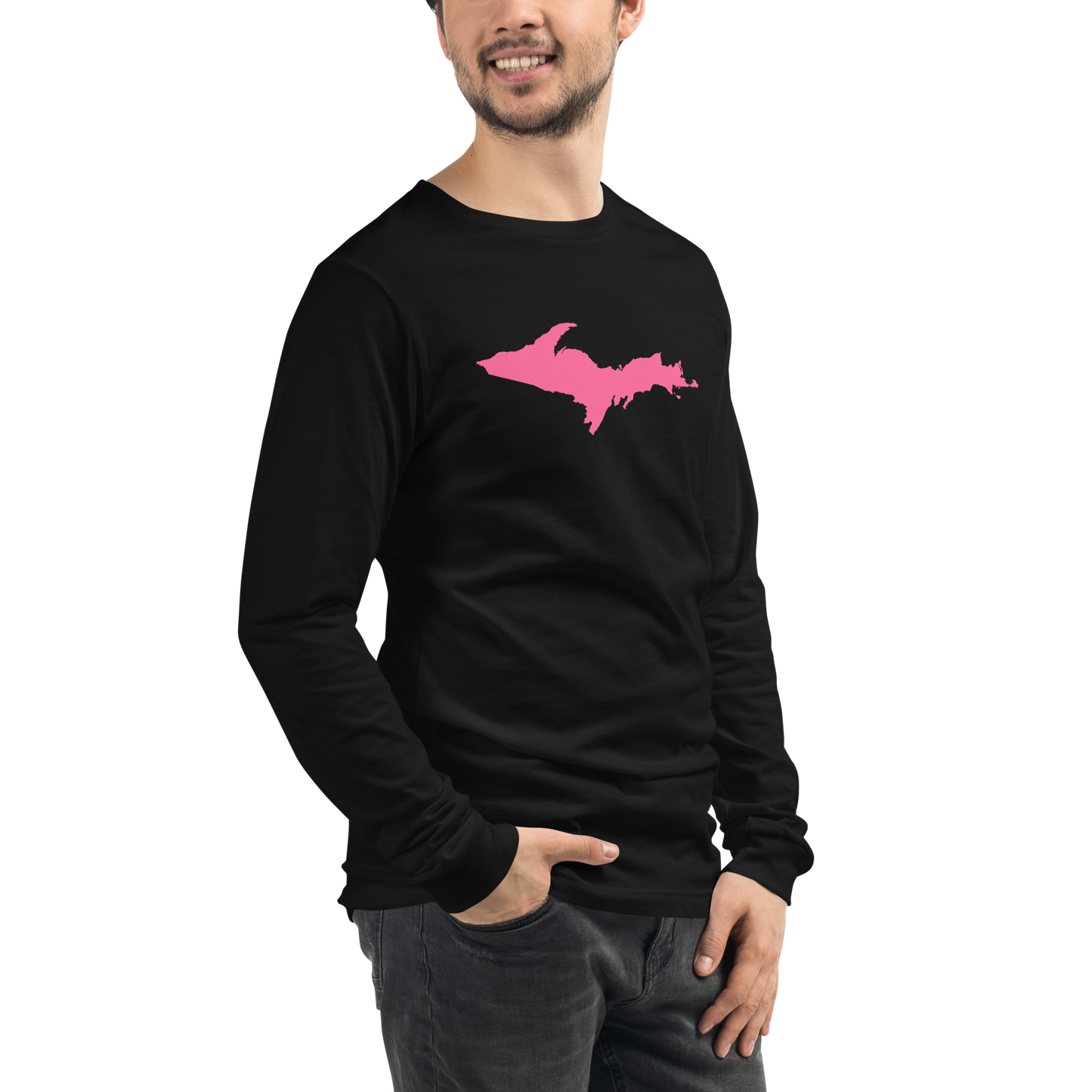 Michigan Upper Peninsula T-Shirt (w/ Pink UP Outline) | Unisex Long Sleeve