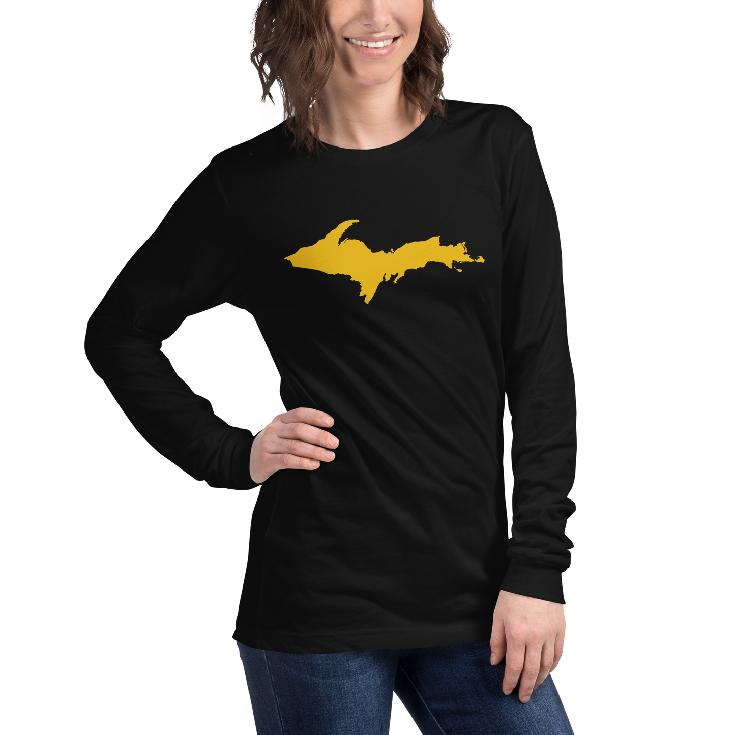 Michigan Upper Peninsula T-Shirt (w/ Gold UP Outline) | Unisex Long Sleeve