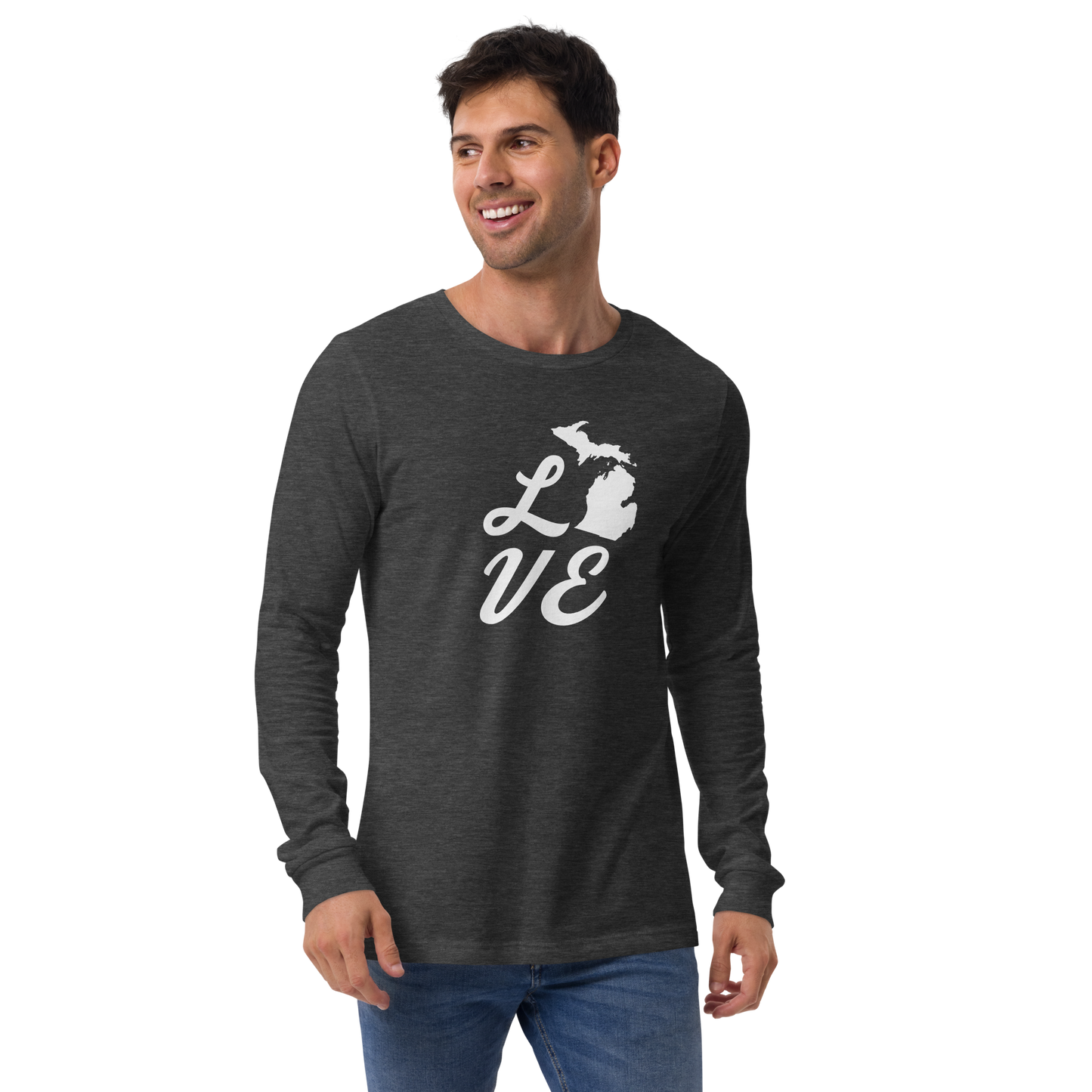 Michigan 'Love' T-Shirt (Retro Script Font) | Unisex Long Sleeve