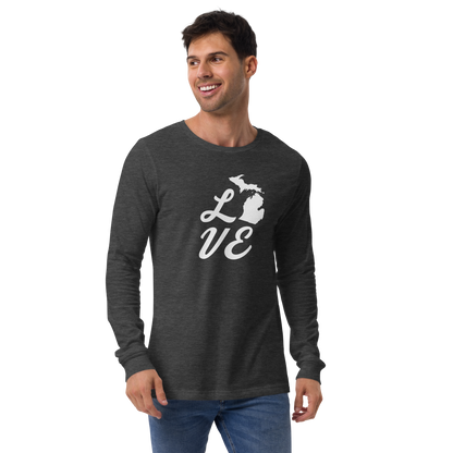 Michigan 'Love' T-Shirt (Retro Script Font) | Unisex Long Sleeve