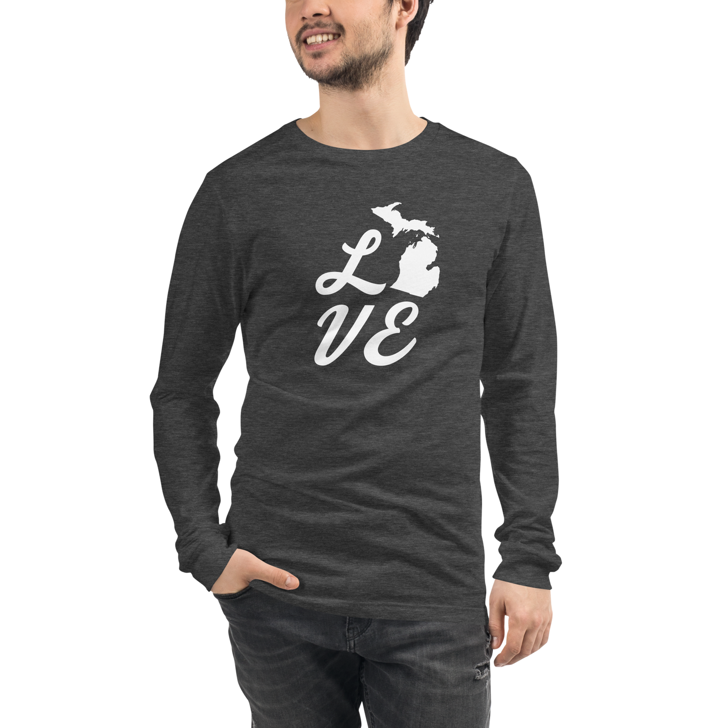 Michigan 'Love' T-Shirt (Retro Script Font) | Unisex Long Sleeve