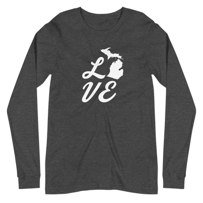 Michigan 'Love' T-Shirt (Retro Script Font) | Unisex Long Sleeve