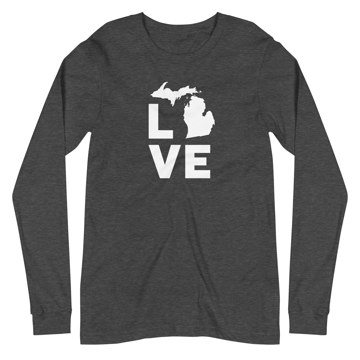 Michigan 'Love' T-Shirt (Geometric Sans Font) | Unisex Long Sleeve