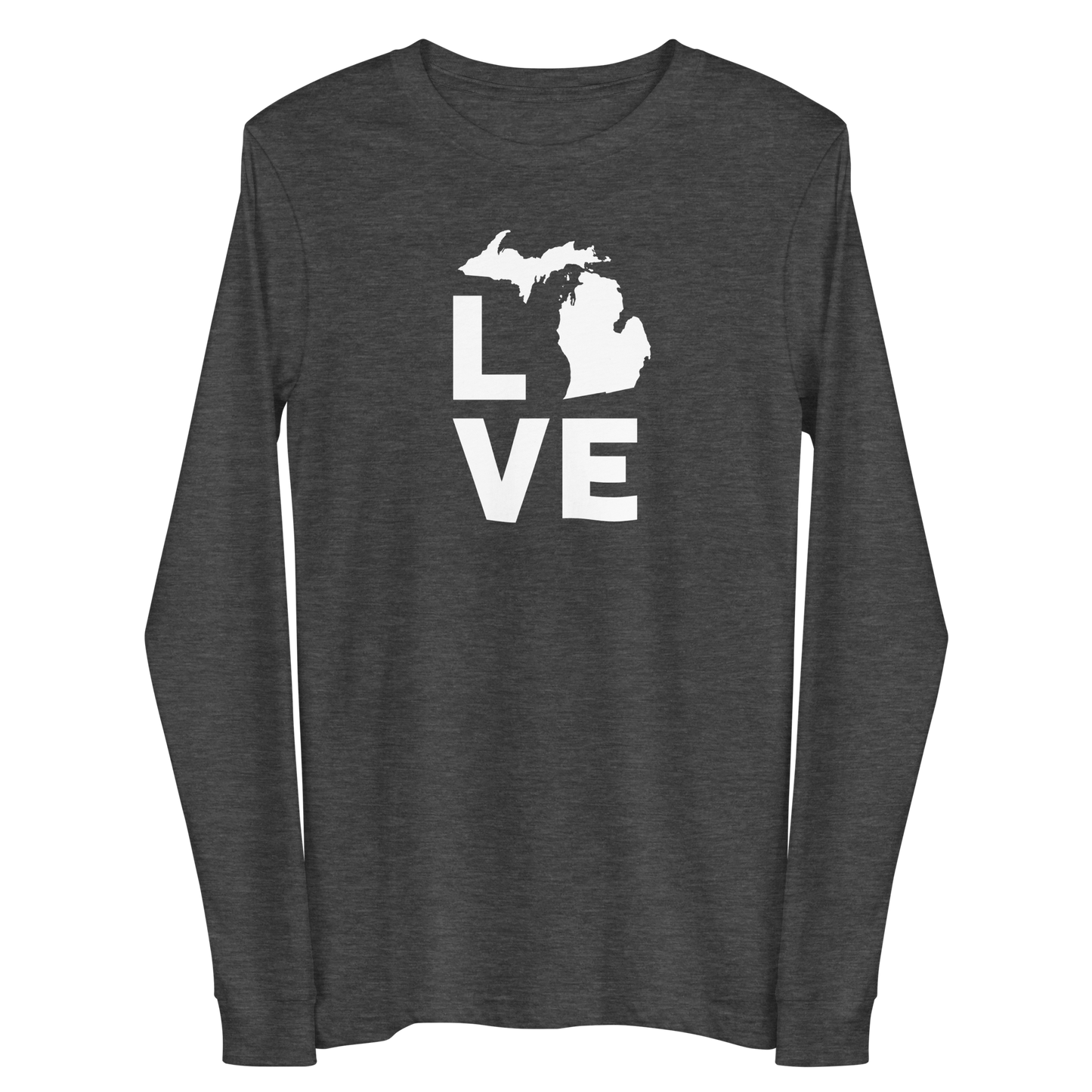 Michigan 'Love' T-Shirt (Geometric Sans Font) | Unisex Long Sleeve