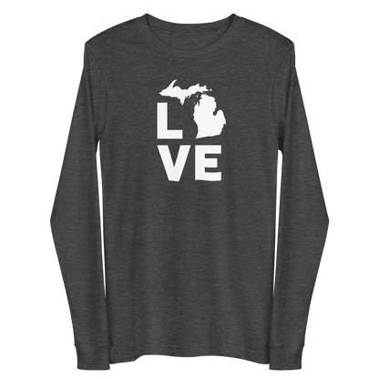 Michigan 'Love' T-Shirt (Geometric Sans Font) | Unisex Long Sleeve