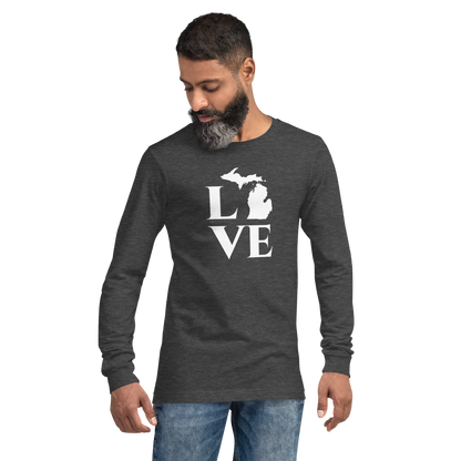 Michigan 'Love' T-Shirt (Roman Serif Font) | Unisex Long Sleeve