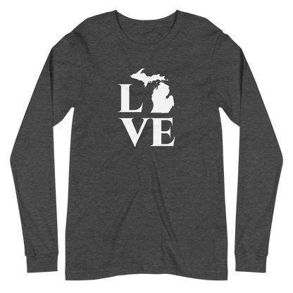 Michigan 'Love' T-Shirt (Roman Serif Font) | Unisex Long Sleeve