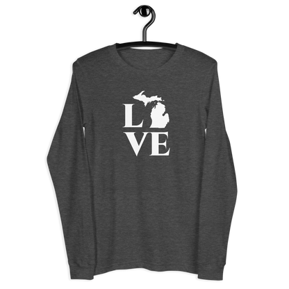 Michigan 'Love' T-Shirt (Roman Serif Font) | Unisex Long Sleeve