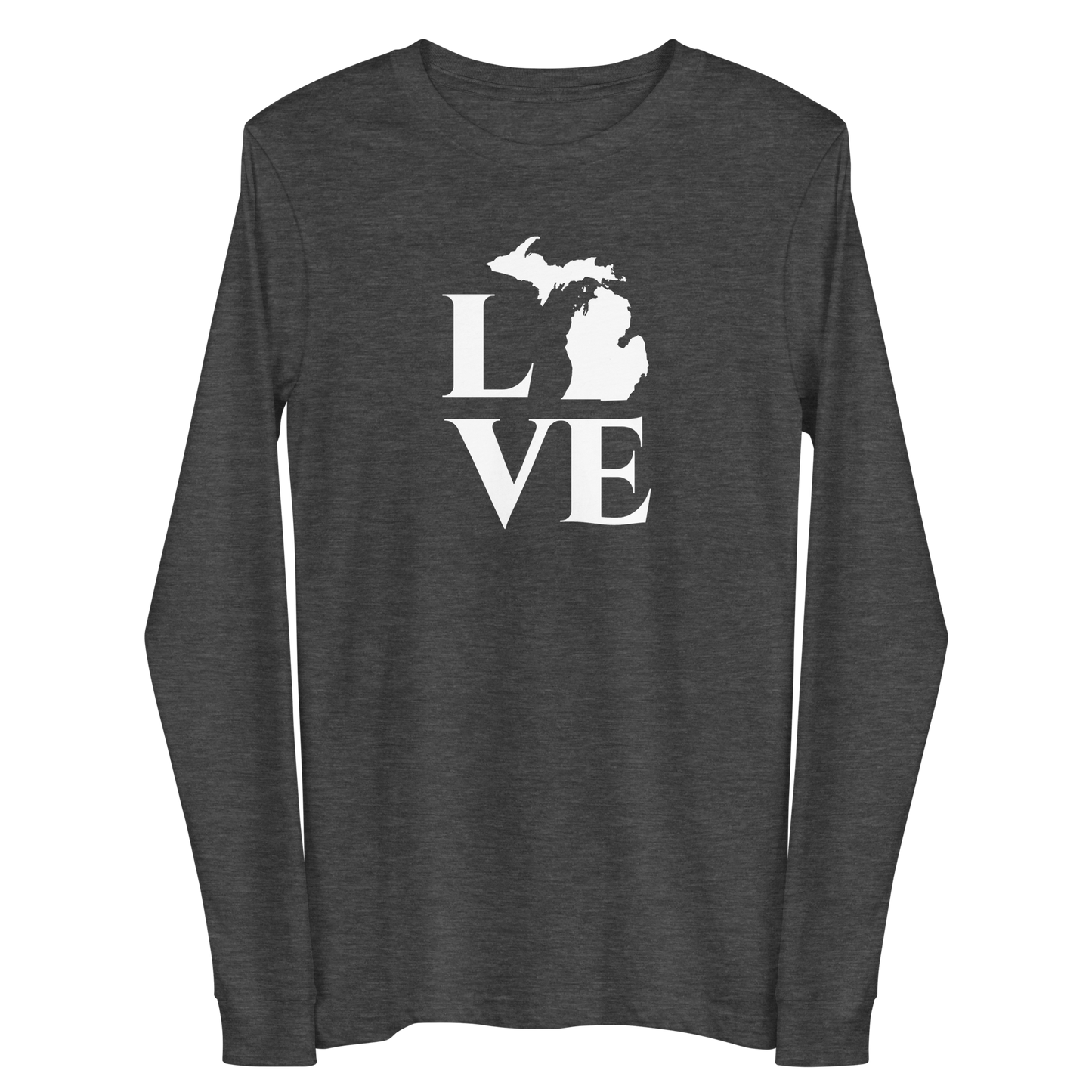 Michigan 'Love' T-Shirt (Roman Serif Font) | Unisex Long Sleeve